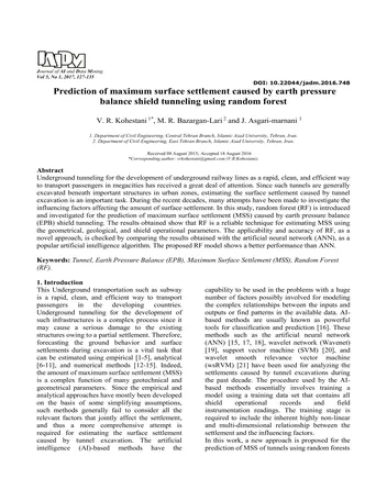 Más sobre Predicción del Máximo Asentamiento Superficial Causado por el Túnel de Escudo de Equilibrio de Presión Terrestre