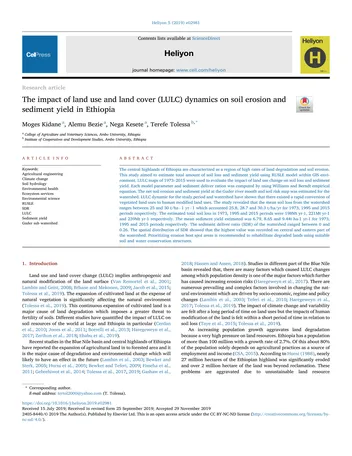 Más sobre El Impacto de la Dinámica del Uso del Suelo y la Cobertura del Suelo (LULC) en la Erosión del Suelo y el Rendimiento de Sedimentos en Etiopía