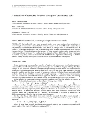 Más sobre Comparación de Fórmulas para la Resistencia al Corte de Suelos No Saturados