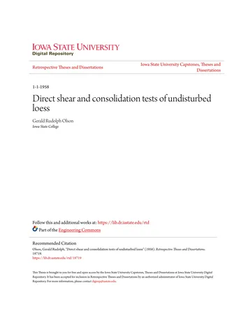 Más sobre Pruebas de Corte Directo y Consolidación de Loess No Perturbado
