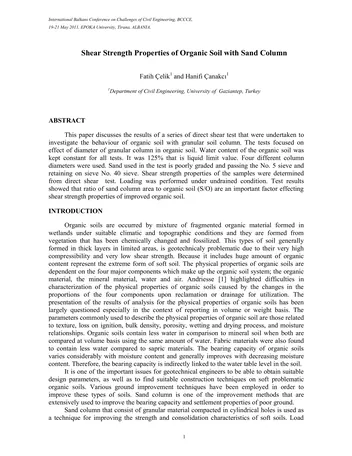 Más sobre Propiedades de Resistencia al Corte del Suelo Orgánico con Columna de Arena