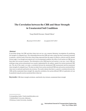 Más sobre Correlación entre el CBR y la Resistencia al Corte en Condiciones de Suelo No Saturado