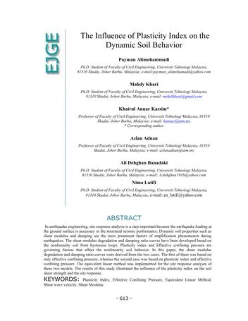 Más sobre La Influencia del Índice de Plasticidad en el