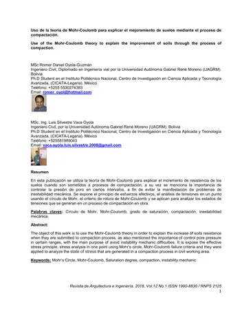 Más sobre Uso de la teoría de Mohr-Coulomb para explicar la mejora de suelos mediante el proceso de compactación.